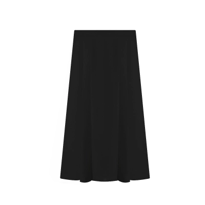 Matte Satin A-Line Midi Skirt With Buckle Belt 02