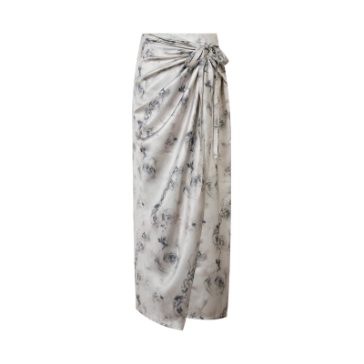 Printed Floral Cutout Midi Skirt - Elegant Spring & Summer Style 02