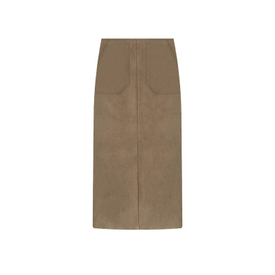 Retro Suede High-Waist Maxi Skirt 01