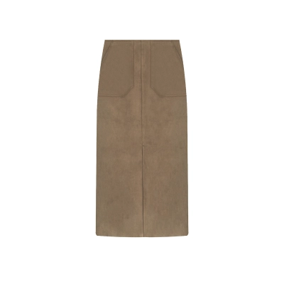 Retro Suede High-Waist Maxi Skirt 01