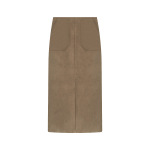 Retro Suede High-Waist Maxi Skirt