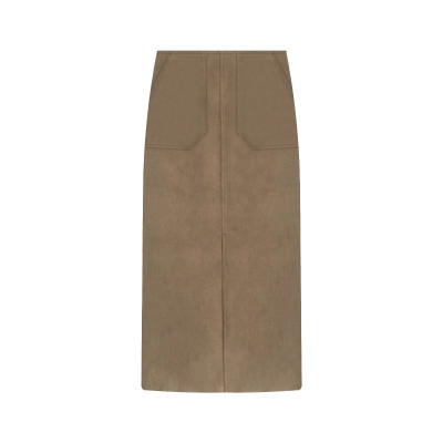 Retro Suede High-Waist Maxi Skirt 02