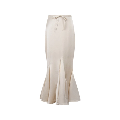 Silk Fish-Tail High-Waisted Midi Skirt - Elegant & Figure-Flattering 02