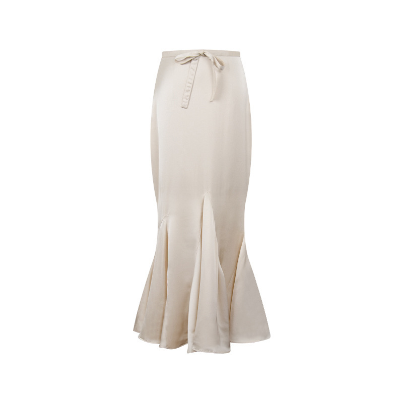 Silk Fish-Tail High-Waisted Midi Skirt - Elegant & Figure-Flattering