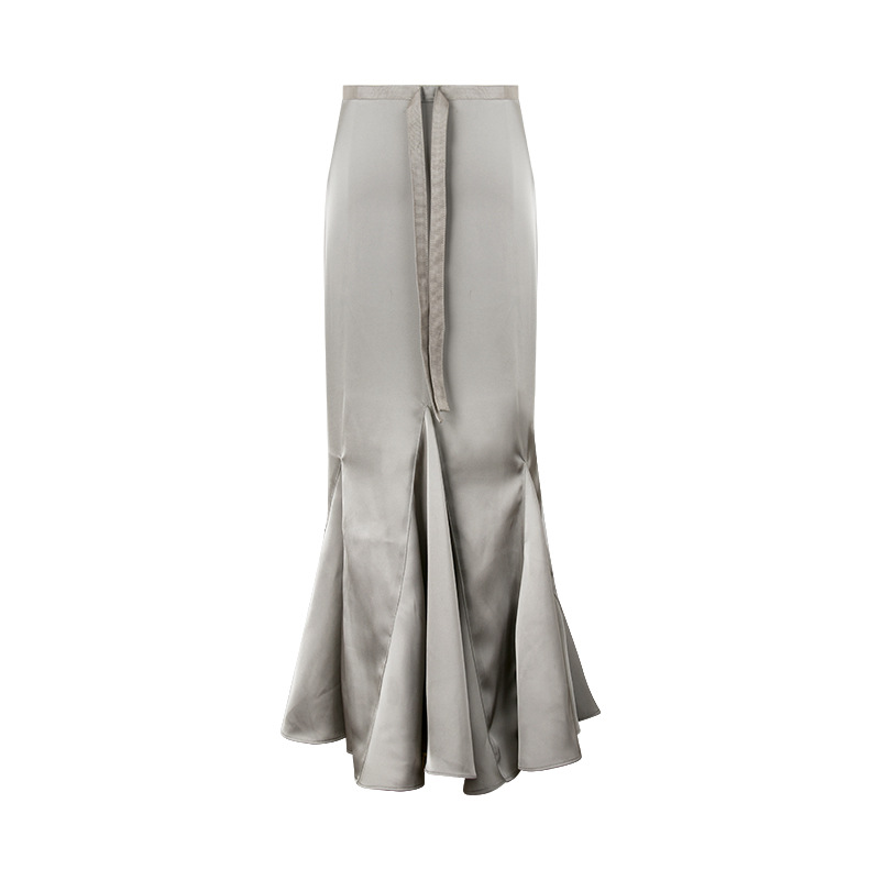 Silk Fish-Tail High-Waisted Midi Skirt - Elegant & Figure-Flattering
