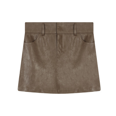 Slim-Fit A-Line Faux Suede Skirt 01