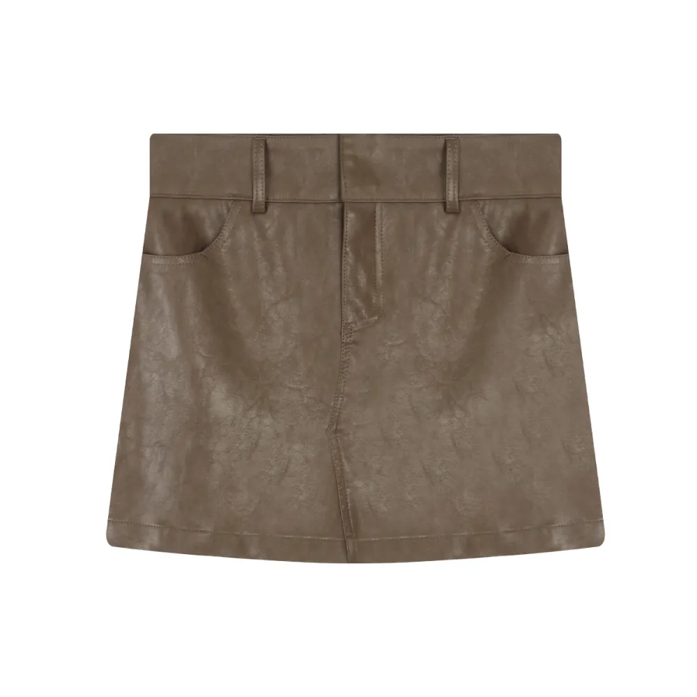 Slim-Fit A-Line Faux Suede Skirt