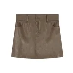 Slim-Fit A-Line Faux Suede Skirt
