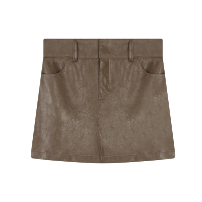 Slim-Fit A-Line Faux Suede Skirt 02