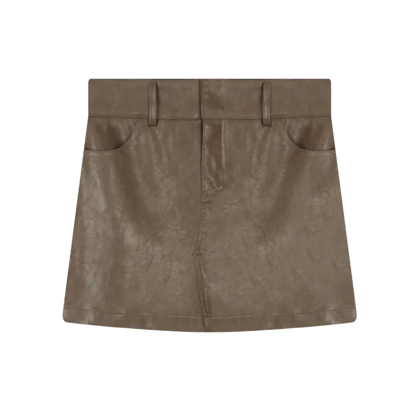 Slim-Fit A-Line Faux Suede Skirt