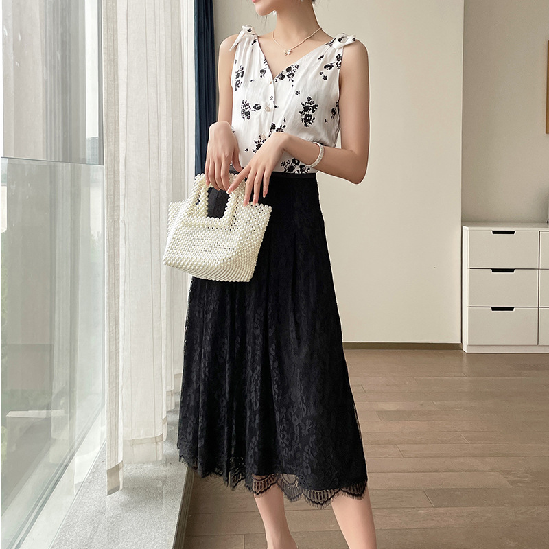 Slim-Fit Soft Lace Elegant Midi Skirt - Waist-Slimming