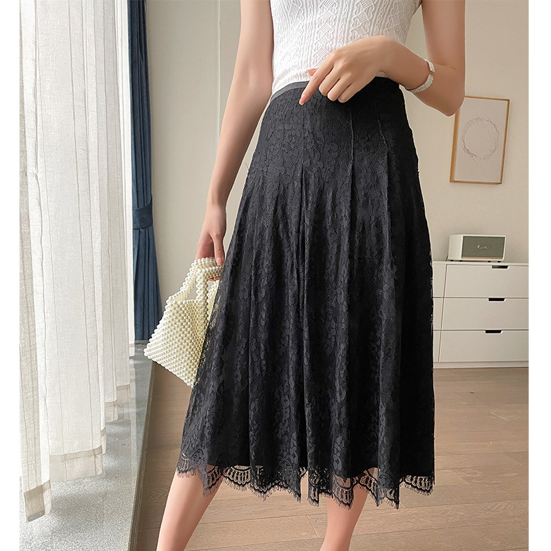 Slim-Fit Soft Lace Elegant Midi Skirt - Waist-Slimming