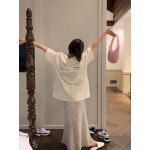 Sparkly Elastic Waistband Fish-Tail Midi Skirt