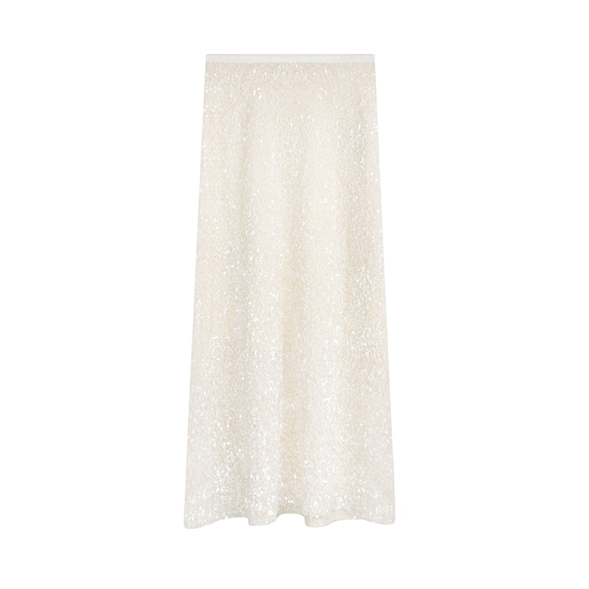 Sparkly Elastic Waistband Fish-Tail Midi Skirt