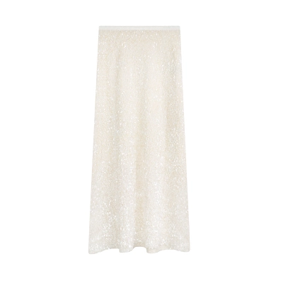 Sparkly Elastic Waistband Fish-Tail Midi Skirt 02