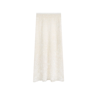 Sparkly Elastic Waistband Fish-Tail Midi Skirt 01