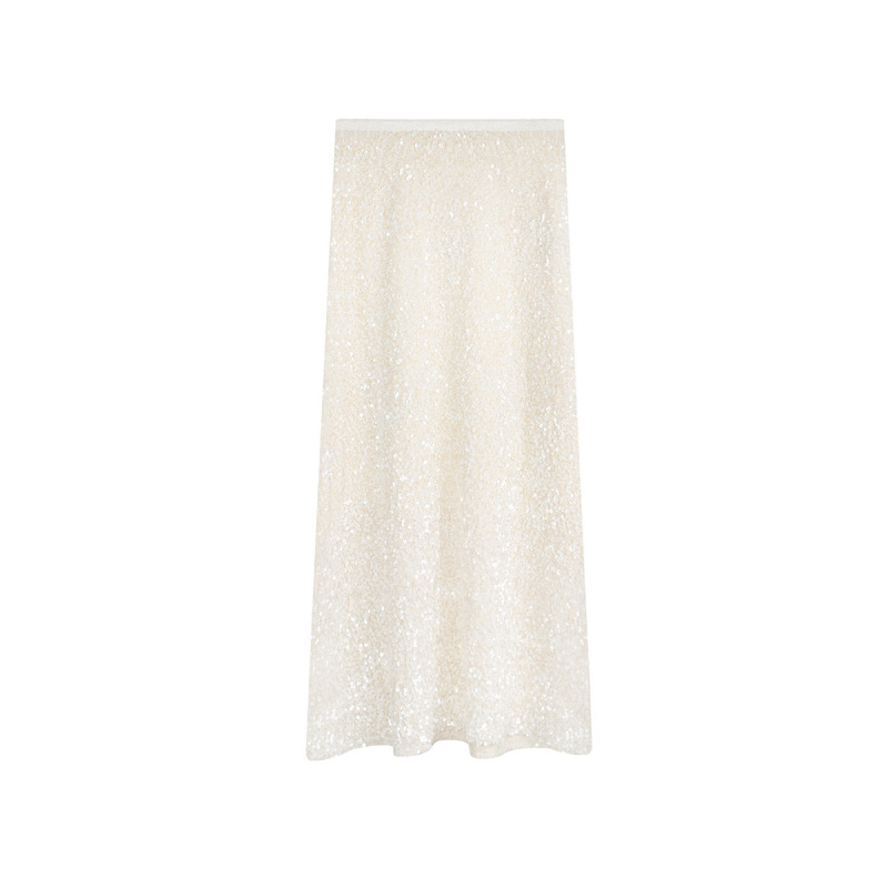 Sparkly Elastic Waistband Fish-Tail Midi Skirt