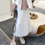 Wool Pleated High-Waist Versatile Midi Skirt