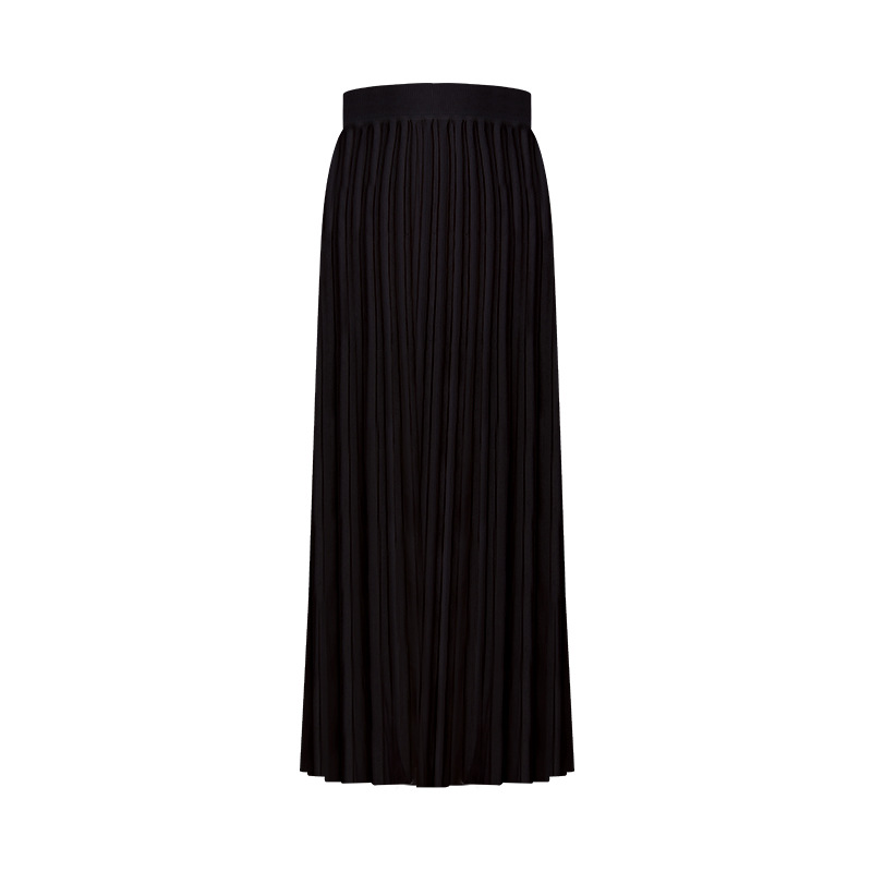 Wool Pleated High-Waist Versatile Midi Skirt