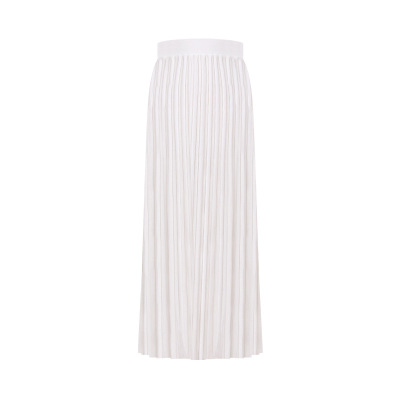 Wool Pleated High-Waist Versatile Midi Skirt 01