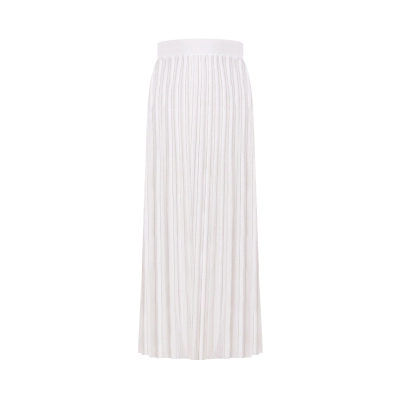 Wool Pleated High-Waist Versatile Midi Skirt 01
