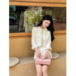 3D Handwoven Ribbon Peter Pan Collar Jacket & Skirt Set