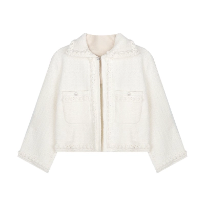 3D Handwoven Ribbon Peter Pan Collar Jacket & Skirt Set 02