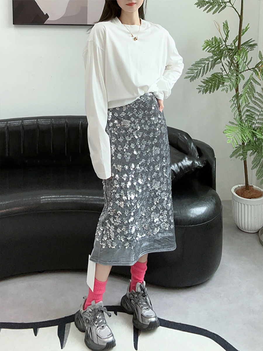 3D Tailored A-Line Glitter Skirt