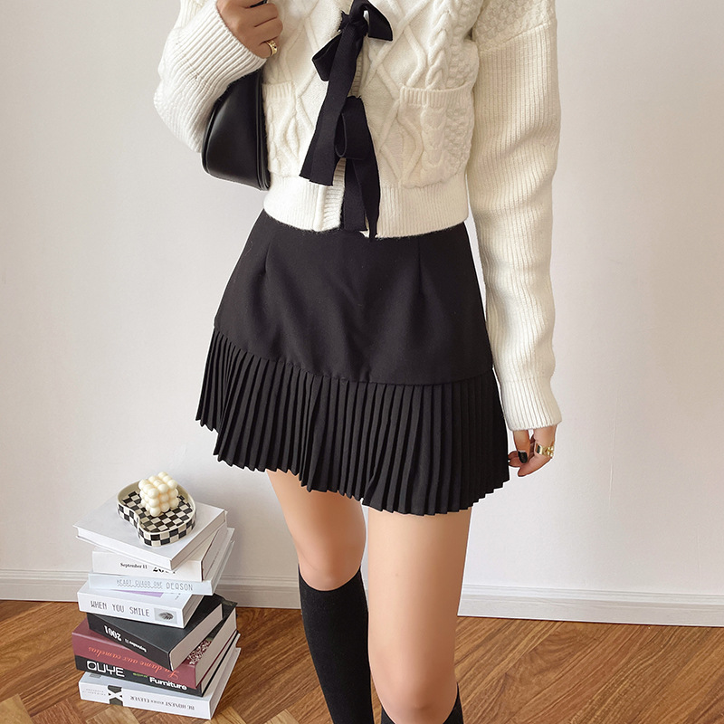 A-Line Pleated Mini Skirt