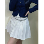 Academic Style High-Waisted A-Line Pleated Skirt