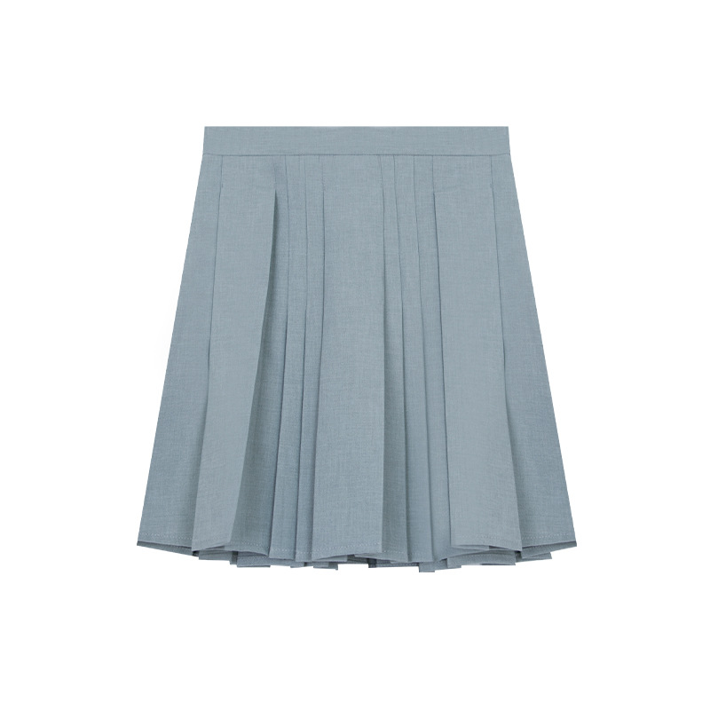 Academic Style High-Waisted A-Line Pleated Skirt