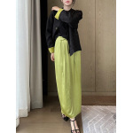 Chiffon-like Soft Pleated Skirt With Slit