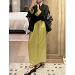Chiffon-like Soft Pleated Skirt With Slit