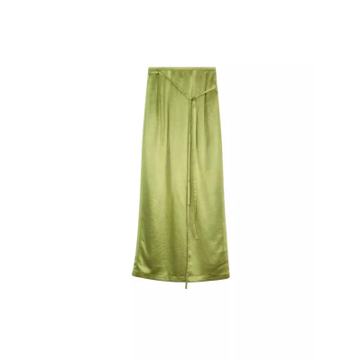 Chiffon-like Soft Pleated Skirt With Slit 02