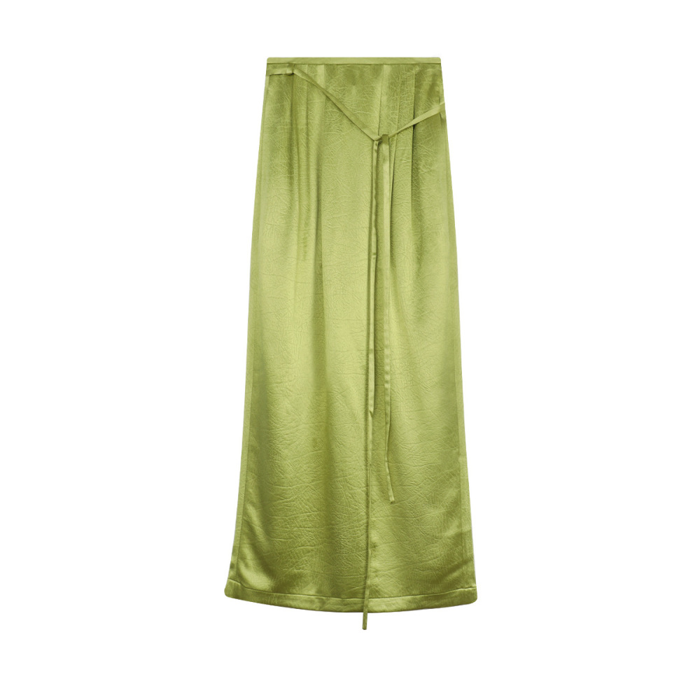 Chiffon-like Soft Pleated Skirt With Slit