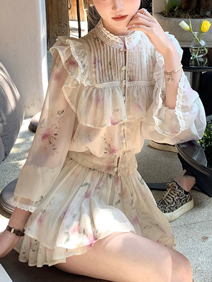 Chinese Embroidery Lace Vintage Suit