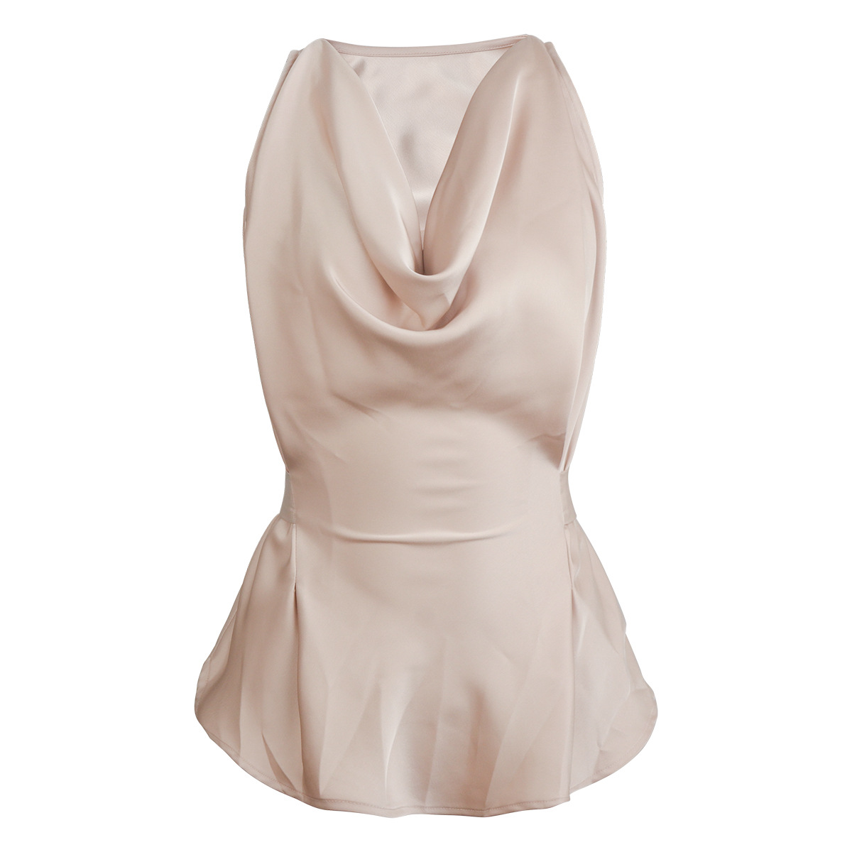 Elegant Flowing Collar Sleeveless Top & Slim-Fit Skirt Set