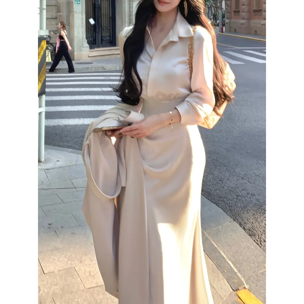 Elegant Waist-Cinched Shirt & Mermaid Skirt Set