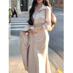 Elegant Waist-Cinched Shirt & Mermaid Skirt Set