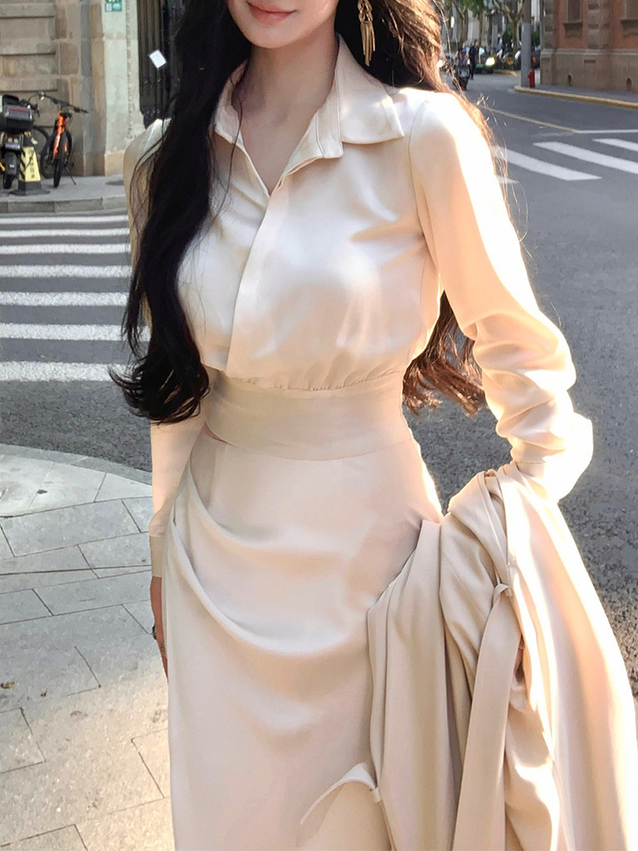 Elegant Waist-Cinched Shirt & Mermaid Skirt Set