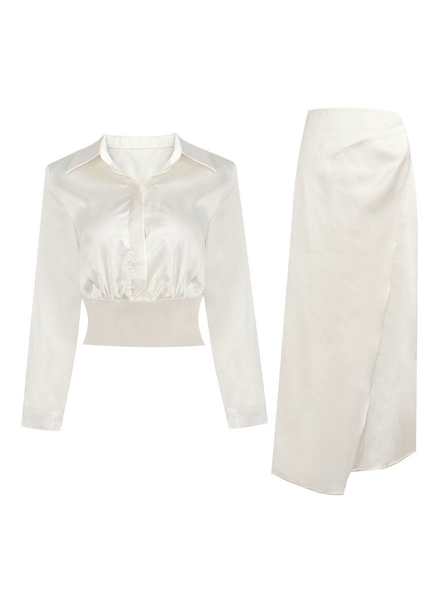 Elegant Waist-Cinched Shirt & Mermaid Skirt Set