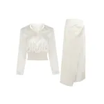Elegant Waist-Cinched Shirt & Mermaid Skirt Set