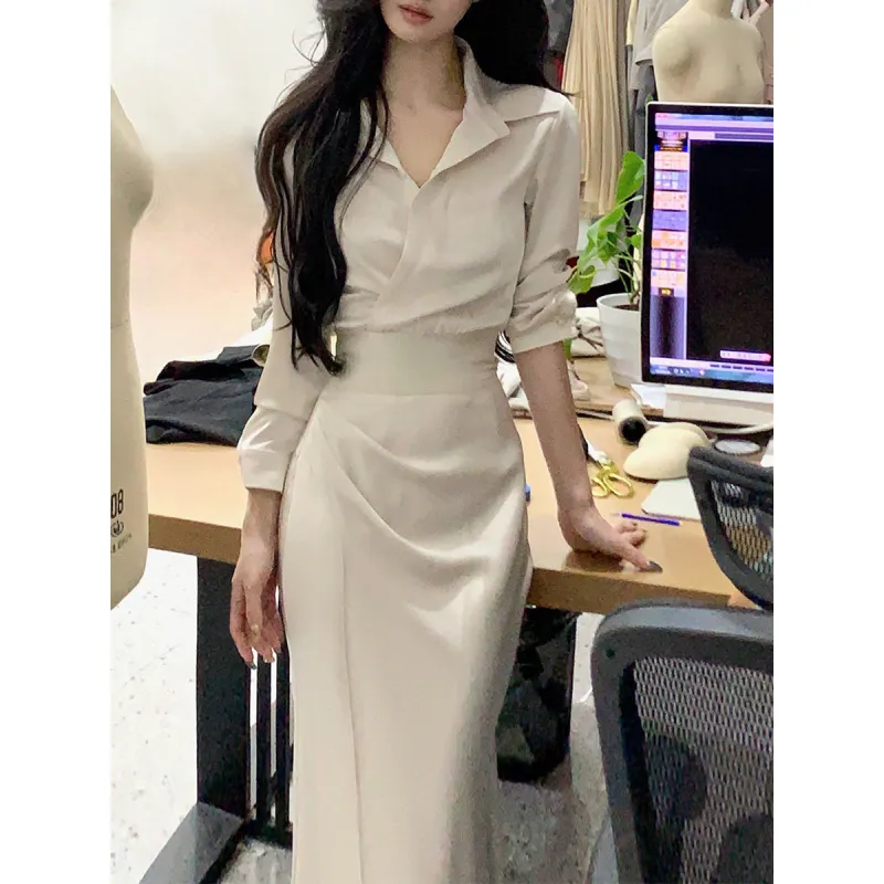 Elegant Waist-Cinched Shirt & Mermaid Skirt Set