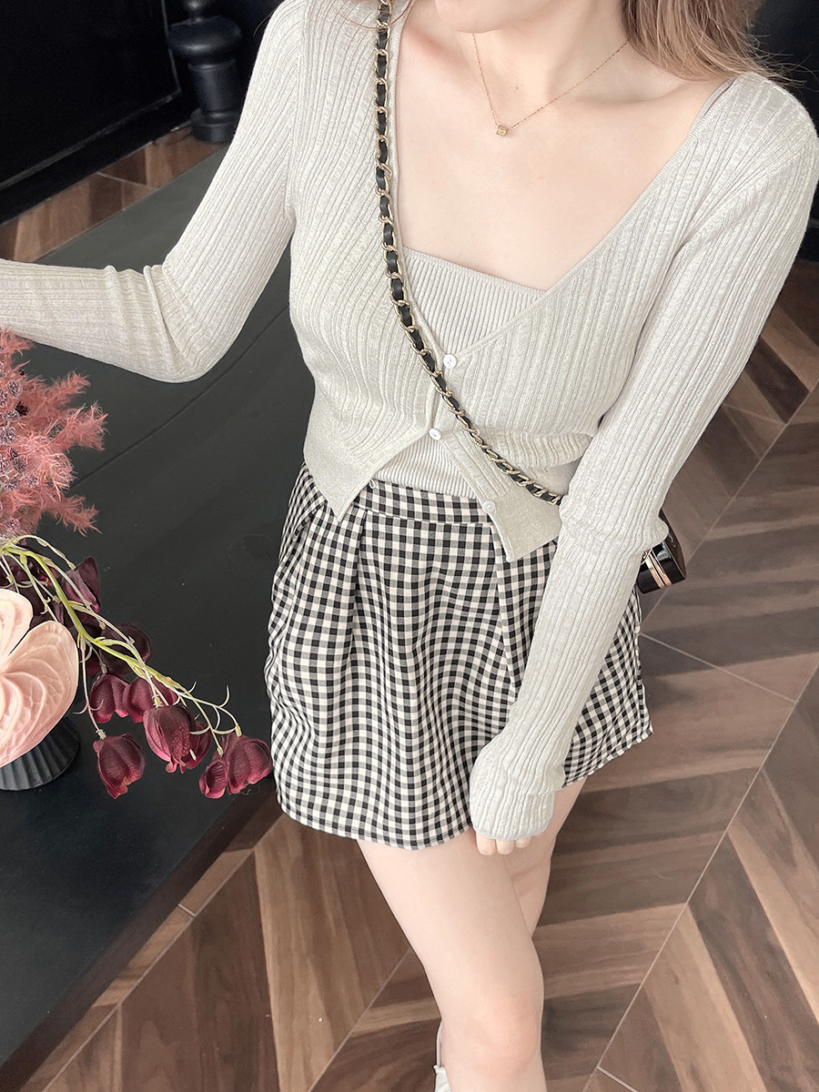 Floral-Patterned/Plain A-Line Skirt