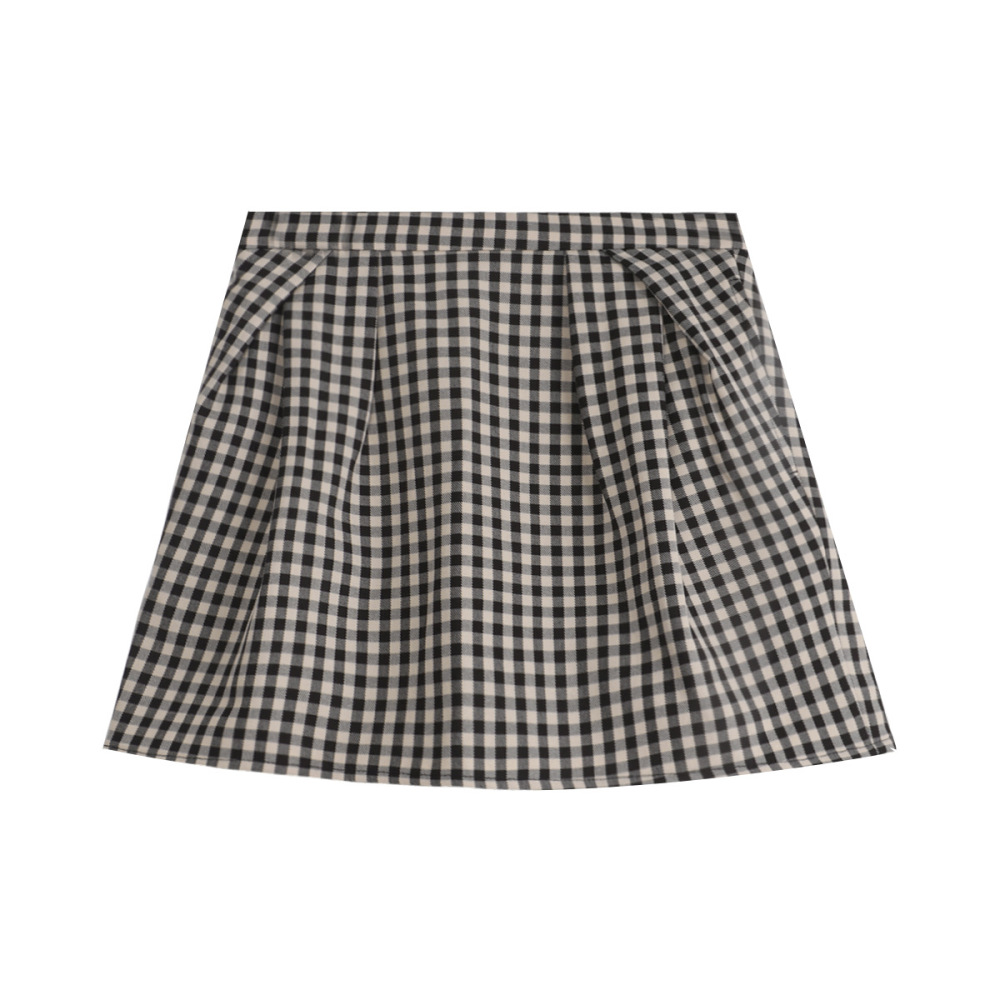 Floral-Patterned/Plain A-Line Skirt