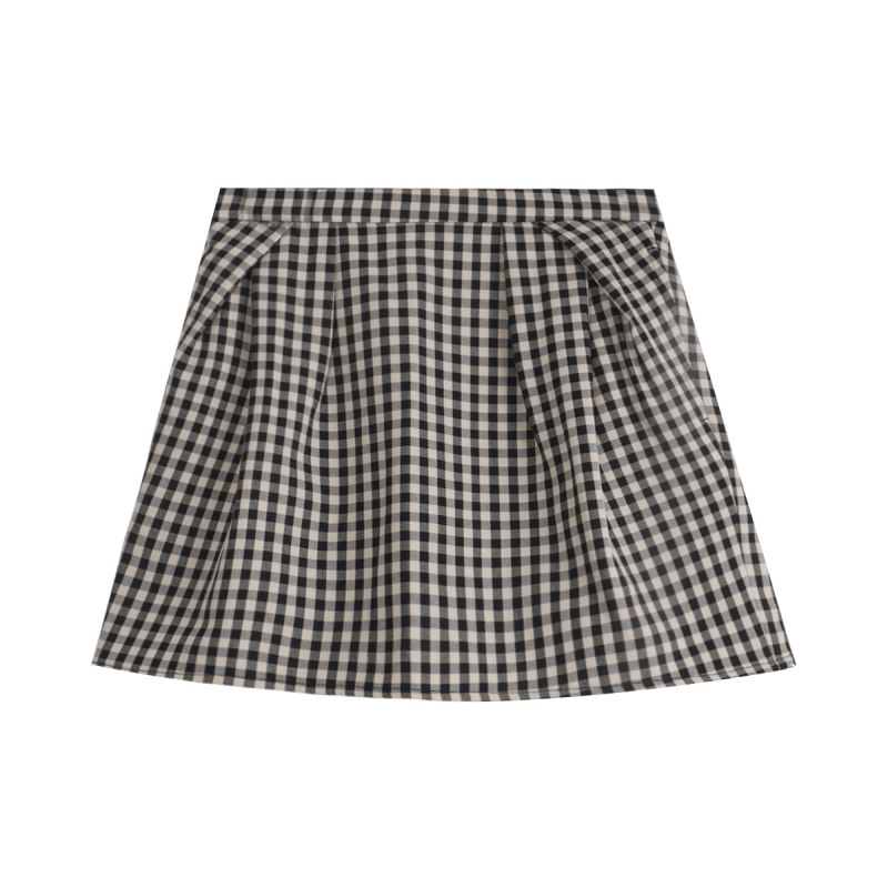 Floral-Patterned/Plain A-Line Skirt