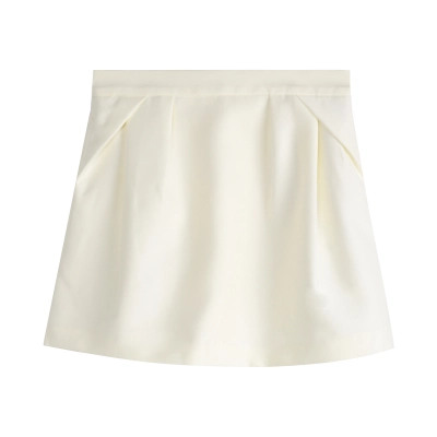 Floral-Patterned/Plain A-Line Skirt 02