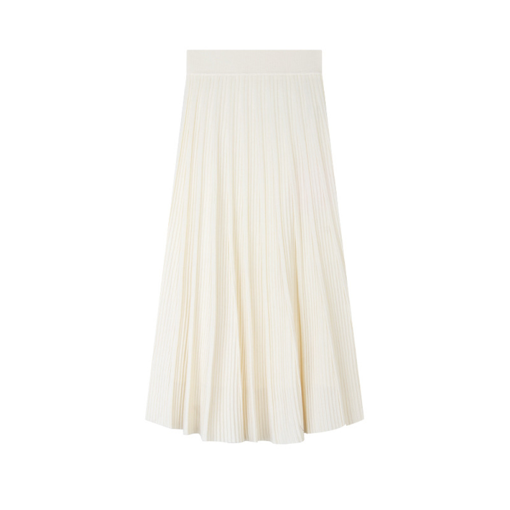 High-Waisted Slimming Pleated Knit Skirt