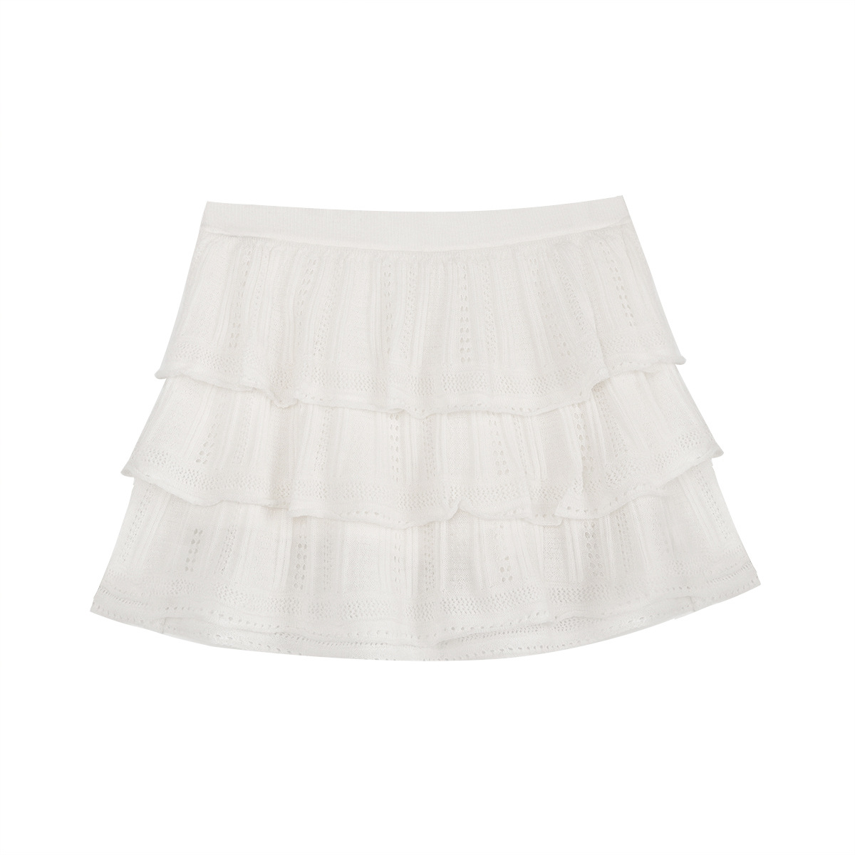 Lace-Trimmed Knit Set: Cropped Top & Skirt