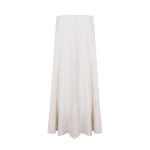 Linen White Pleated Midi Skirt